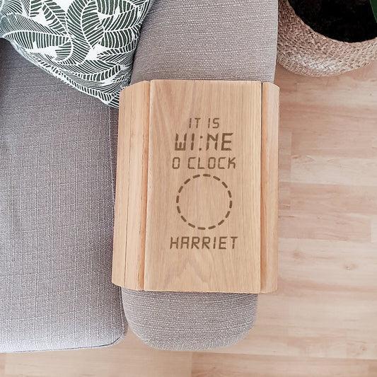 Personalised Wooden Sofa Tray It's Wine O'Clock-Personalised Gift By Sweetlea Gifts