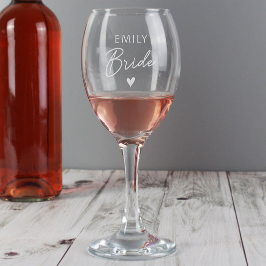 Personalised engraved Bride Wine Glass By Sweetlea Gifts