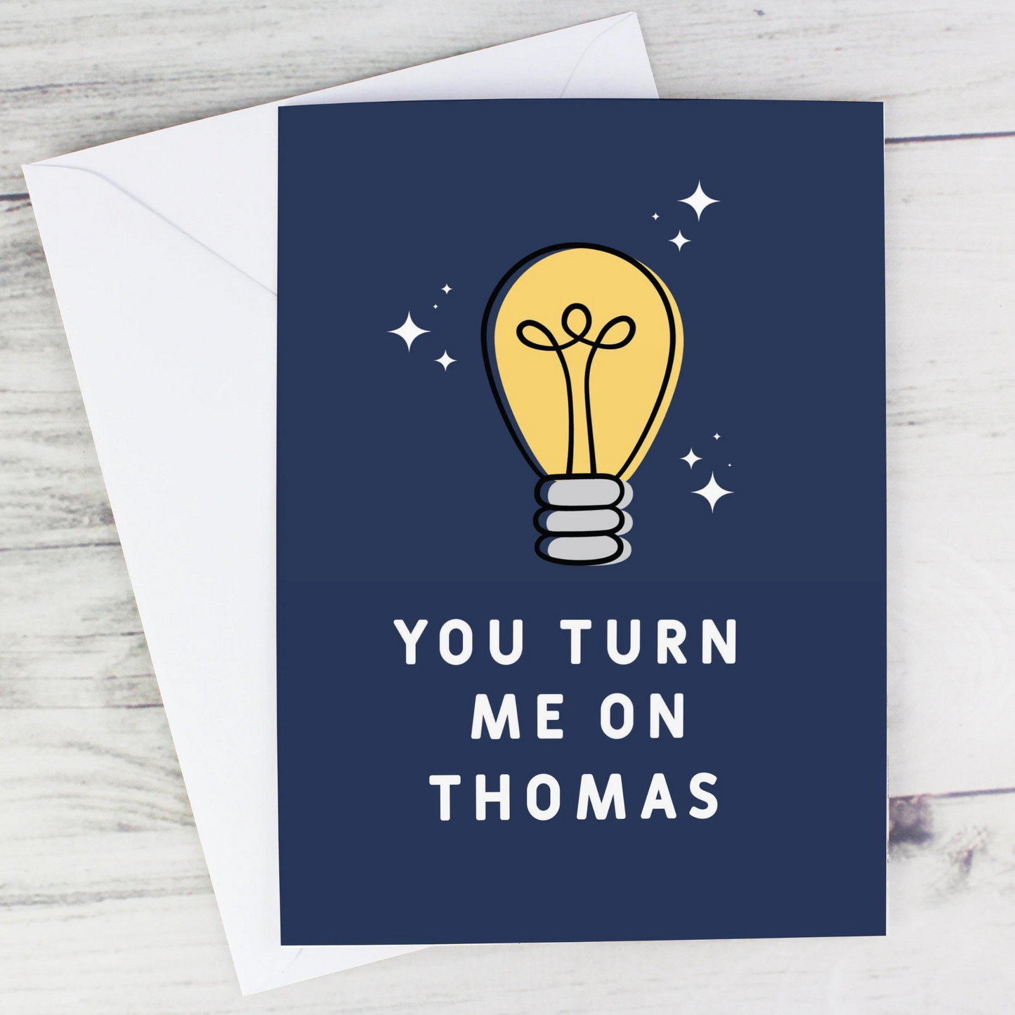 Lightbulb you turn me on personalised card - Personalised greeting cards by Sweetlea gifts