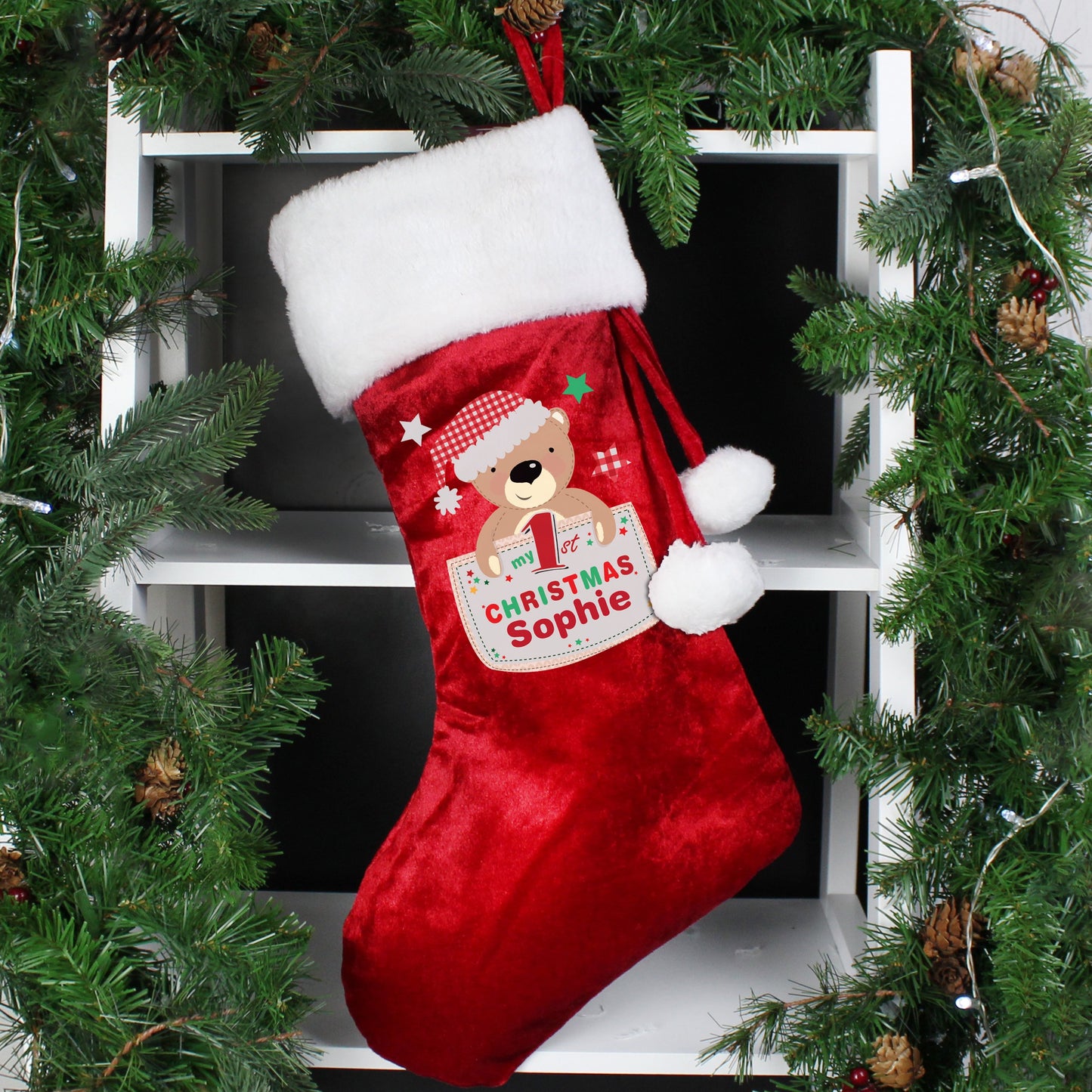 Pocket Teddy My 1st Christmas Luxury Stocking-Personalised Gift By Sweetlea Gifts