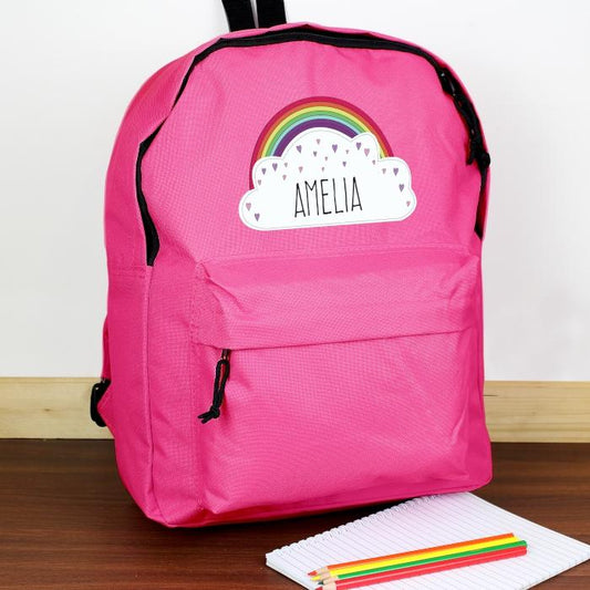Rainbow Personalised Backpack - Pink-Personalised Gift By Sweetlea Gifts