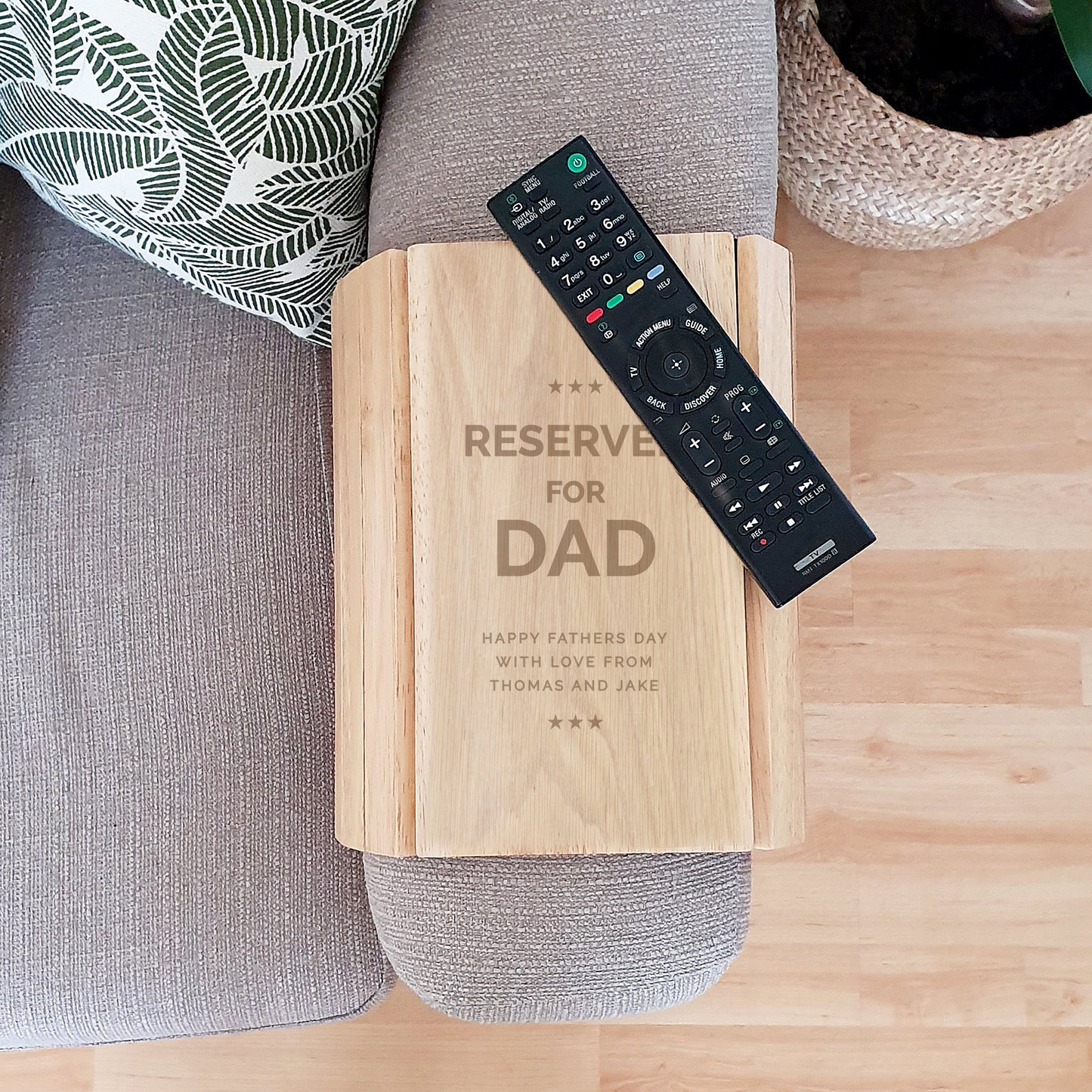 Personalised wooden sofa tray reserved for Dad By Sweetlea Gifts