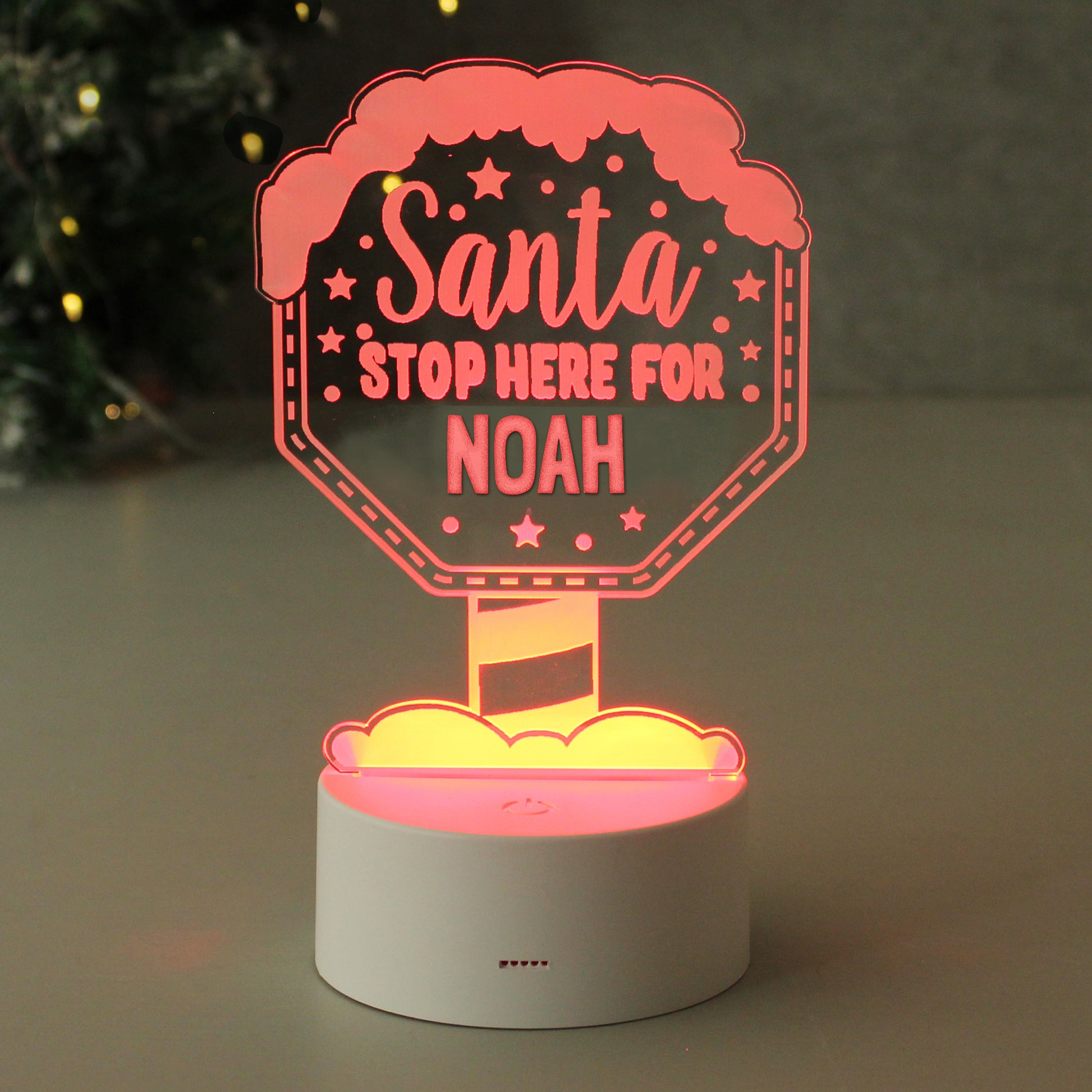 Colour changing Santa stop here personalised sign