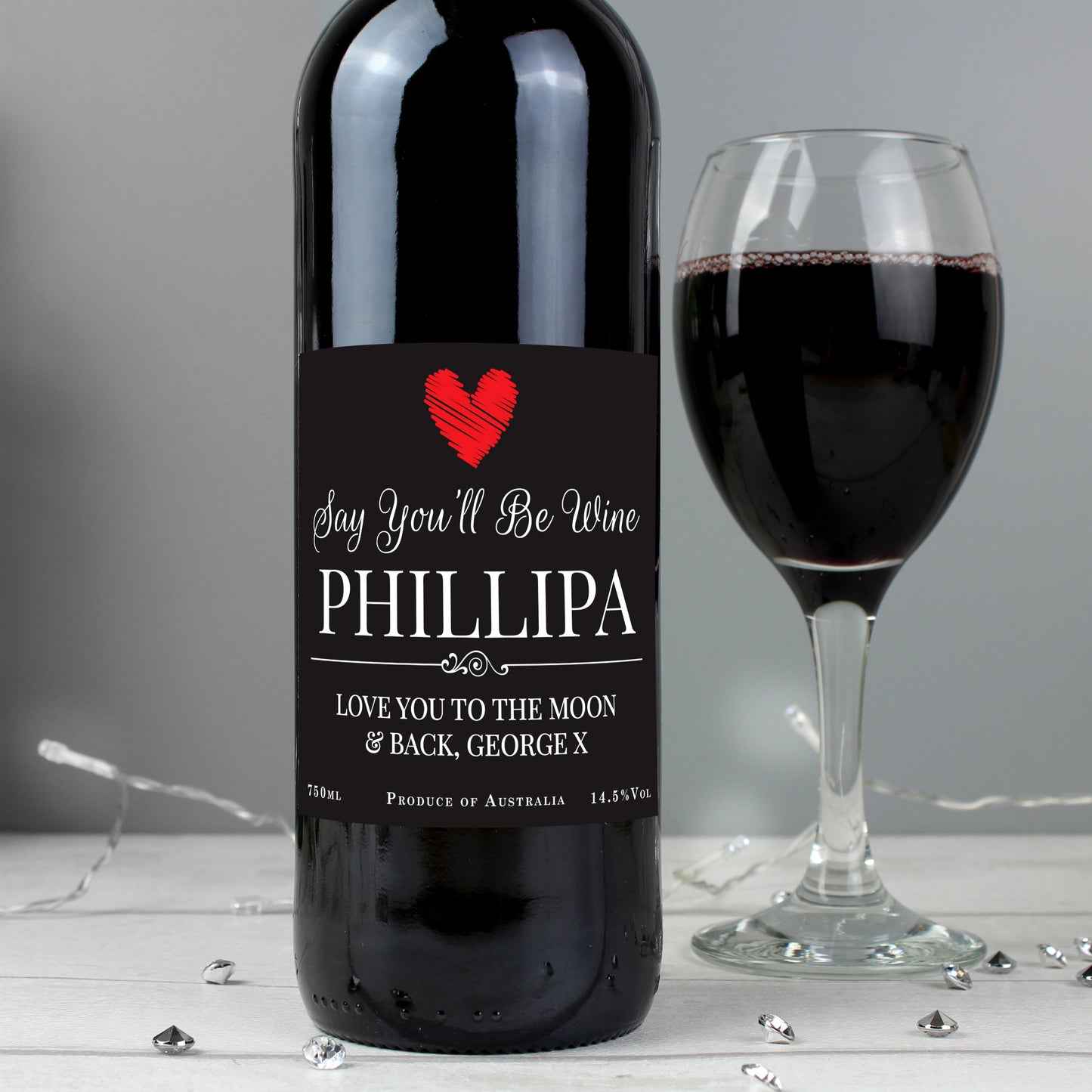 Say you'll be personalised red wine - Personalised wine gifts by Sweetlea Gifts 