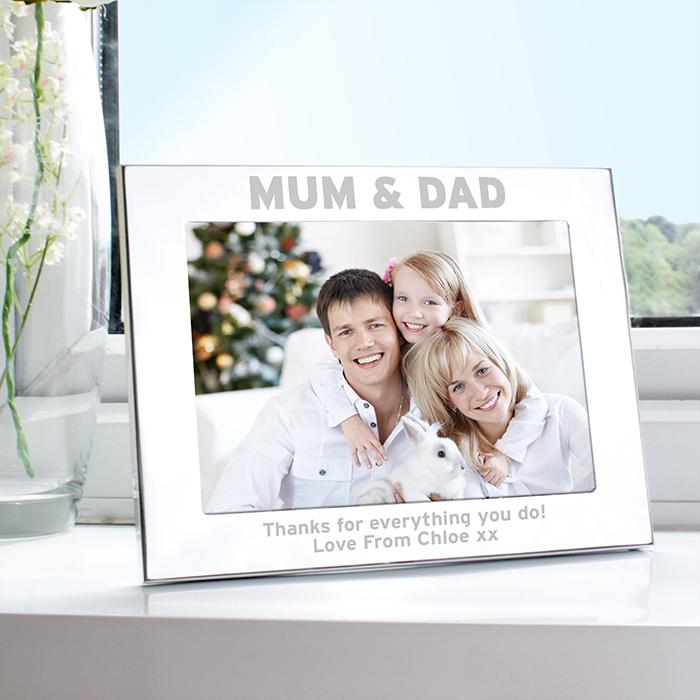 Silver Mum & Dad Personalised Photo Frame-Personalised Gift By Sweetlea Gifts