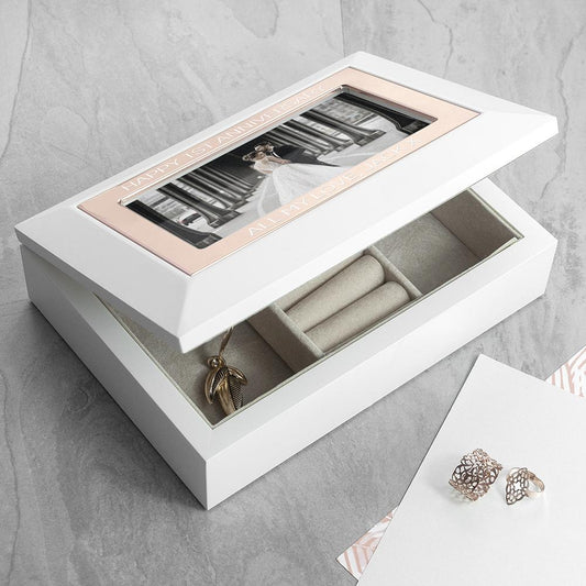 Stunning Rose Gold & White Personalised Photo Jewellery Box-Personalised Gift By Sweetlea Gifts