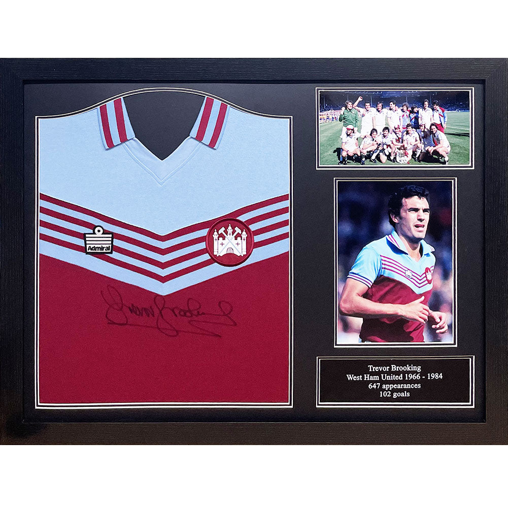 West Ham United FC 1980 Brooking Signed Shirt (Framed)