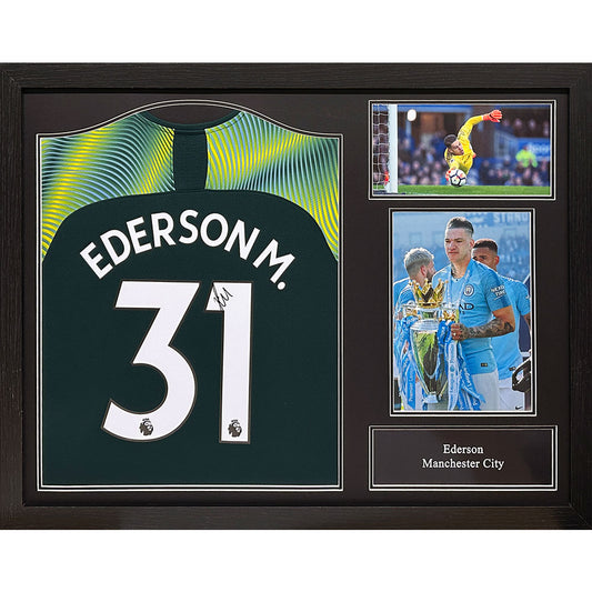 Manchester City FC Ederson Signed Shirt (Framed)