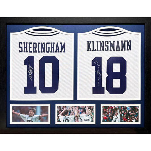 Tottenham Hotspur FC 1994 Klinsmann & Sheringham Signed Shirts (Dual Framed)