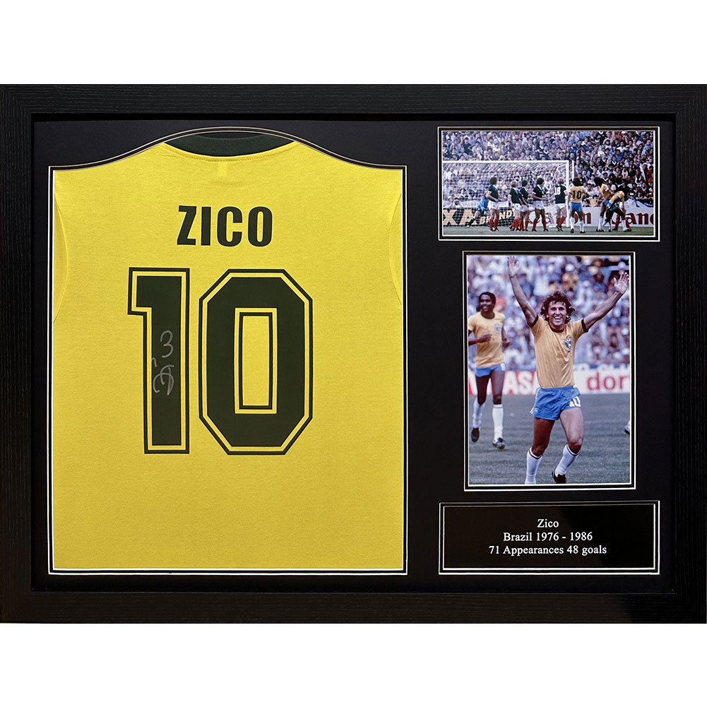 Brasil 1982 Zico Signed Shirt (Framed)