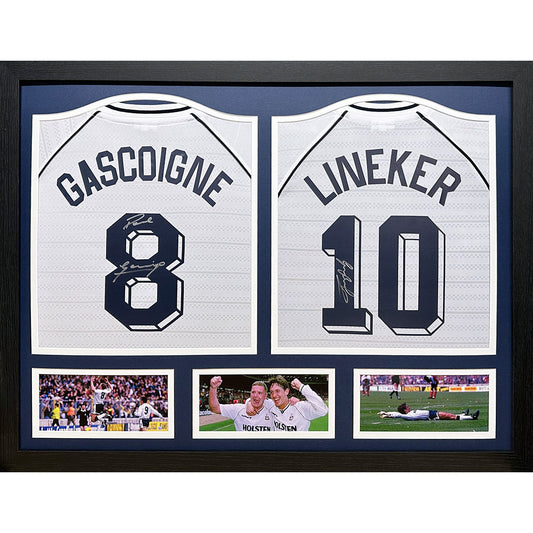 Tottenham Hotspur FC 1991 Lineker & Gascoigne Signed Shirts (Dual Framed)