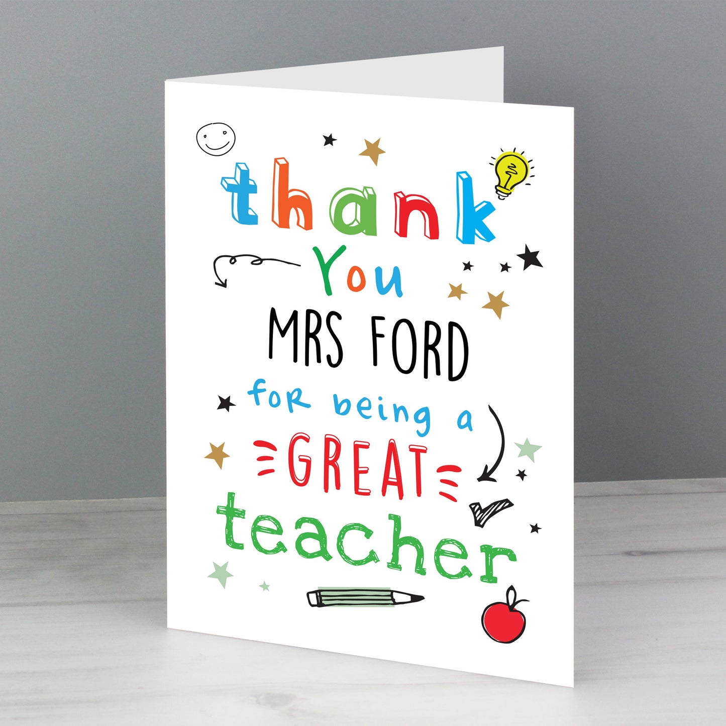Thank you for being a great teacher personalised card  By Sweetlea Gifts