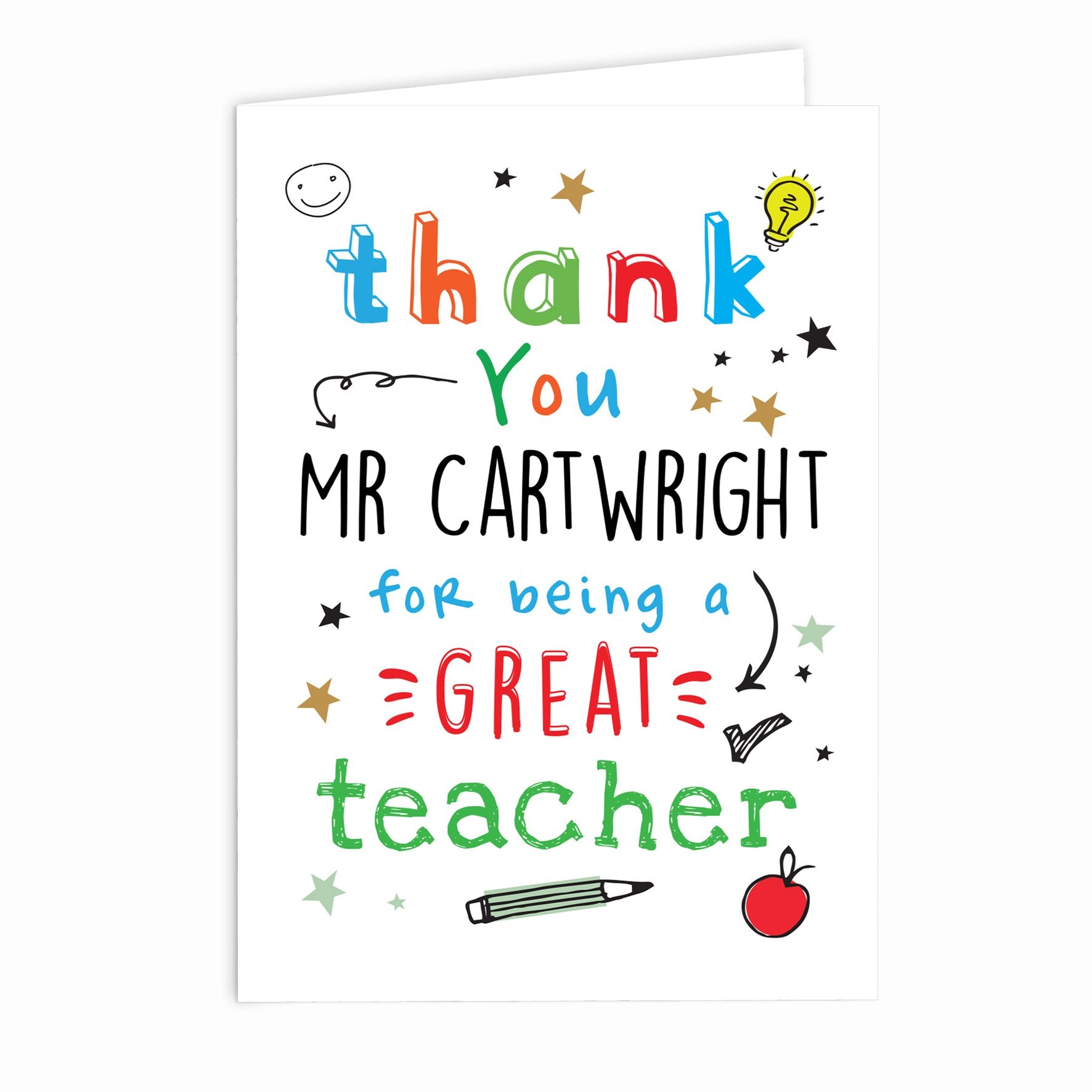 Thank you Teacher Personalised Card-Personalised Gift By Sweetlea Gifts