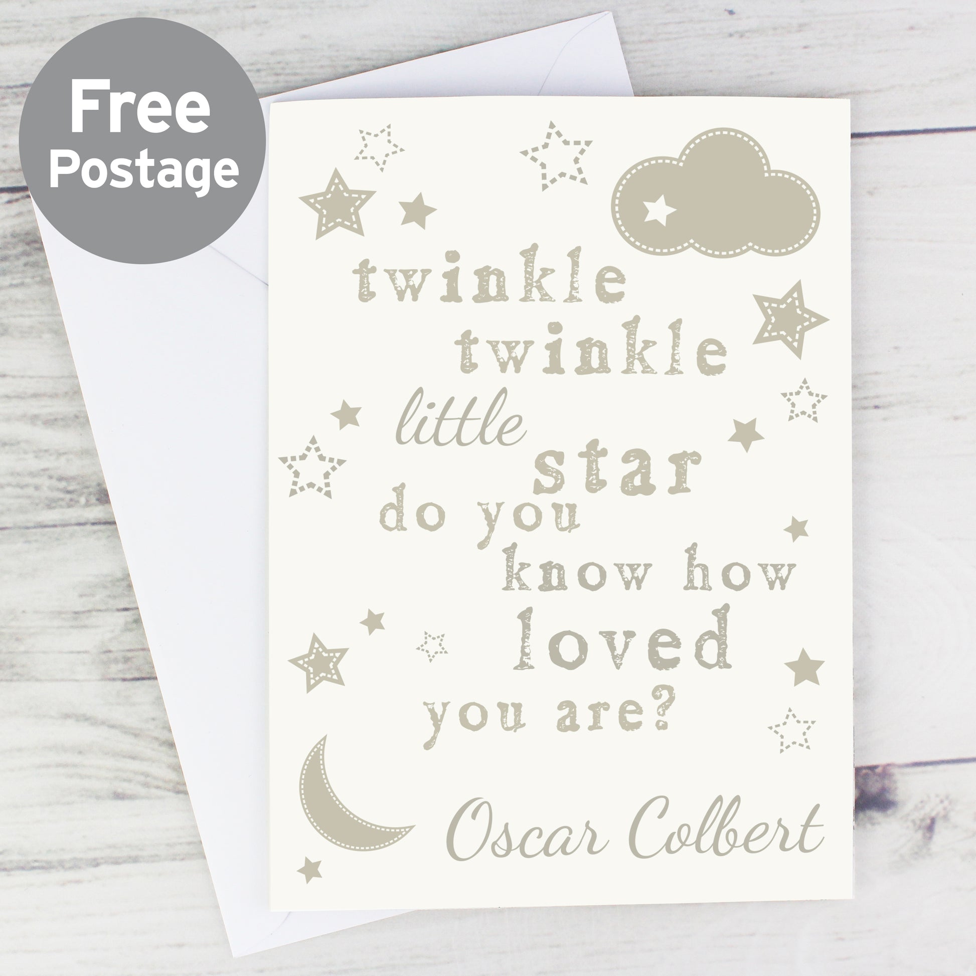 Twinkle Twinkle neutral Newborn personalised Card