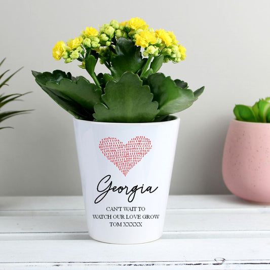 Personalised ceramic heart design plant pot - Personalised gifts by sweetlea gifts