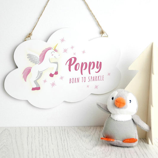 Wall Hanging Baby Unicorn Personalised Cloud-Personalised Gift By Sweetlea Gifts