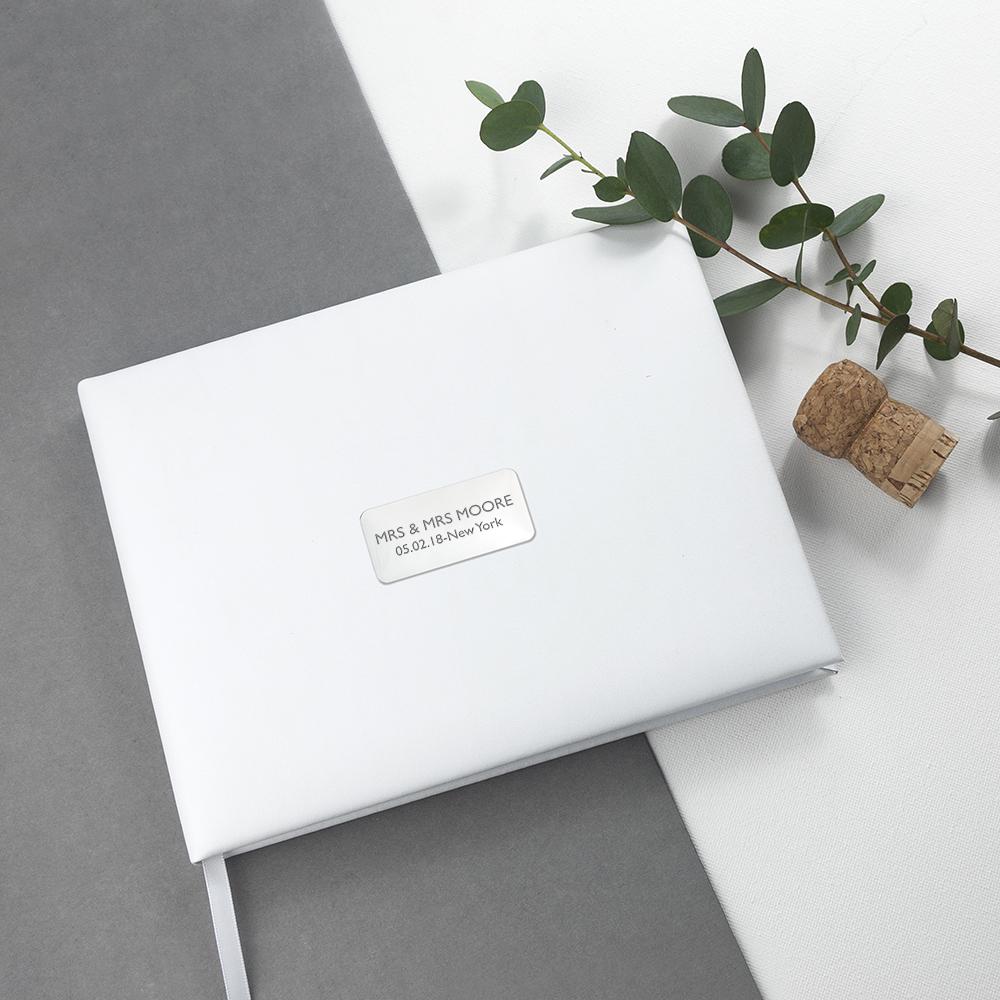 White Leather Personalised Wedding Guest Book-Personalised Gift By Sweetlea Gifts