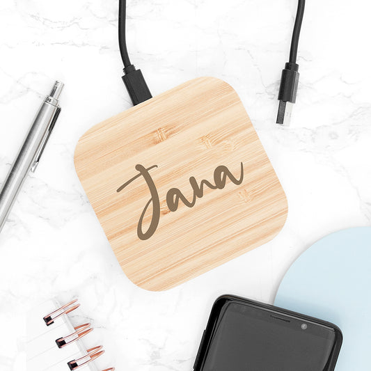 Bamboo Wireless phone charger Personalised