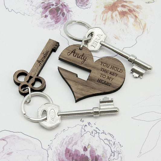 You Hold The Key To My Heart Keyring Set-Personalised Gift By Sweetlea Gifts