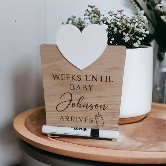 Personalised engraved Baby due countdown