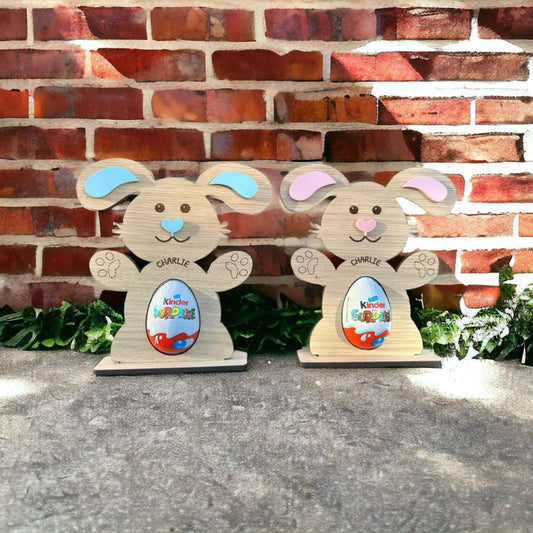 Personalised Easter Bunny Kinder egg holder Pink or Blue