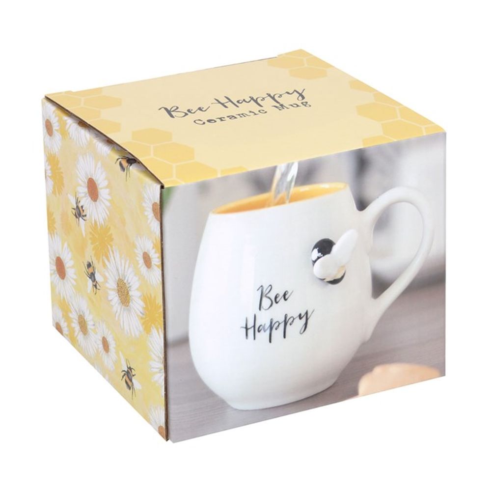 3D Bee Happy Rounded Mug